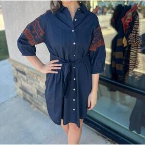 NEW WKND WYFR millie shirt dress in navy